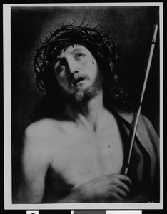 Painting "Crown of Thorns" by Giovanni Guerchin, depicting a bust of Christ