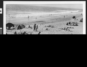 People on the beach at Manhattan Beach, ca.1940