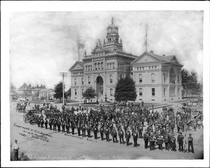 San Francisco firemen in front of the San Diego County Court House, September 11, 1894