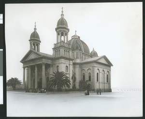 Exterior view of the Cathedral Basilica of Saint Joseph in San Jose, California, ca.1900