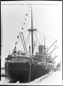 Hamburg-American motorship Los Angeles docked at Los Angeles harbor