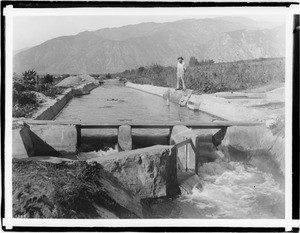 Main irrigation ditch in the San Gabriel Canyon, ca.1900