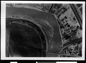 Aerial view of flooding on an unidentified river, 1938