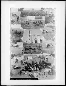 "Mexico's national amusement," composite of 14 different images of bull fighting, Mexico, ca.1905