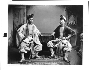 Chinese male actors in costume, ca.1900