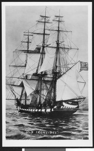 Angled portside view of "Old Ironsides", the Constitution, ca.1900-1910