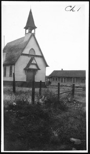 Exterior view of an unidentified church in Los Angeles, 1900