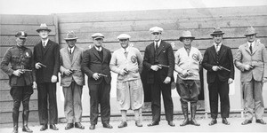 Group portrait of the Pasadena Police Pistol team in Pasadena, ca.1930