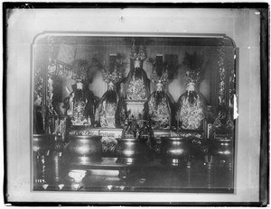 Altar of Wise Men in the Joss House of Prayer, San Francisco, ca.1900