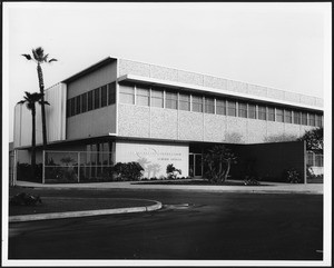 Exterior view of entrance to the Garrett Corporation offices on Sepulveda Boulevard, ca.1900