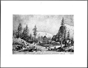 Drawing by Edward Vischer of Strawberry Valley on the route from Placerville to Carson City, Spring 1861