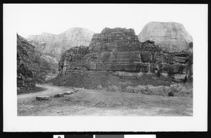 View of a road winding by Zion Canyon, Utah