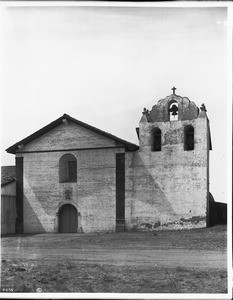 Main front and bell tower of Mission Santa Inez, 1904