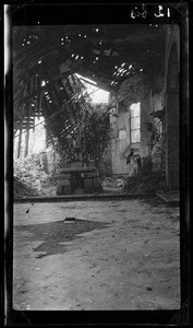 Collapsing roof on a damaged building during World War I, ca.1916