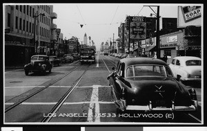 View of Hollywood Boulevard, looking west from Western Avenue, Los Angeles, 1951