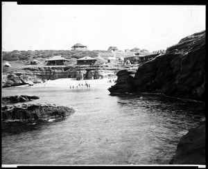 People playing on a beach in La Jolla, ca.1910