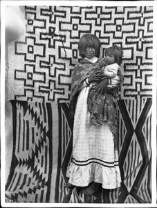 Young Walapai Indian mother with child in her arms, Hackbury, Arizona, ca.1900