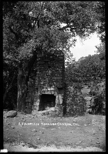 Outdoor fireplace in Topanga Canyon, ca.1915