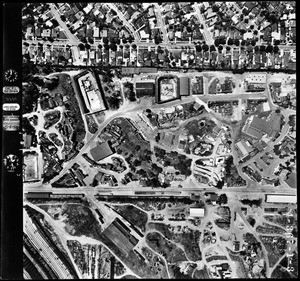 Aerial view of Century City showing hundreds of houses, May 4, 1959