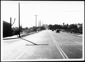 Castelar Street (now Hill Street) as viewed south from Bernard Street after construction of the new thoroughfare, February 10, 1938