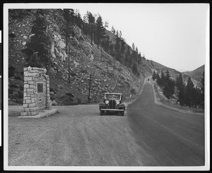Nevada-California boundary marker, Truckee, ca.1930