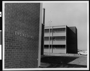 Exterior view of the Engineering and Industrial Arts building at the California State University at Los Angeles