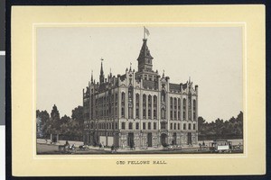 Drawing of the exterior of Old Fellows Hall in San Francisco, ca.1900