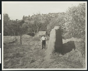 Ruins of Chinese houses and a cemetery in Mormon Bar, Mariposa, ca.1930