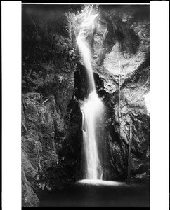 View of a waterfall at Eaton Canyon, in Pasadena, ca.1900