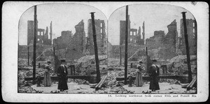 San Francisco earthquake damage, looking northwest from the corner of Ellis and Powell Streets, 1906