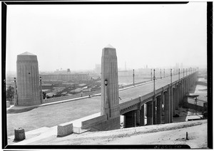 Sixth Street Bridge over an industrial area, June, 1933