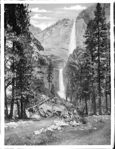 Upper and lower Yosemite Falls, Yosemite National Park, ca.1900-1930