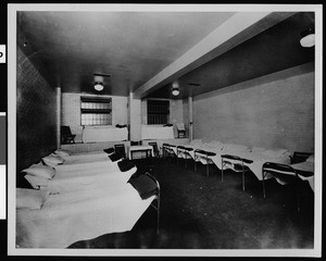 Interior view of "Trusty dormitory" at the Los Angeles County Jail, ca.1940-1949