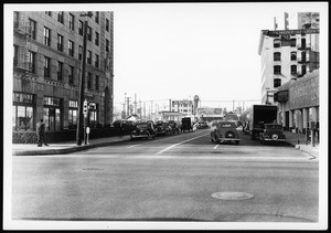 West Olympic Boulevard looking west from South Flower Street before its realignment at South Figueroa