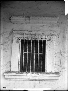 Original iron window bars at Mission San Juan Capistrano, California, ca.1906