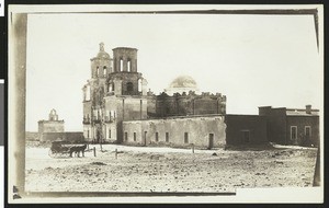 Front view of Mission San Xavier del Bac near Tucson, Arizona