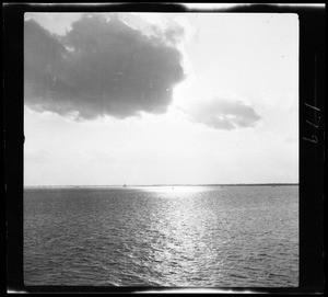 Open water during sunset in China, ca.1900