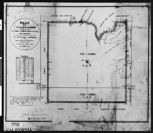 Map of Los Angeles city lands in September 1858