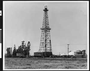 Heavy duty, steam-driven rotary drilling oil rig, ca.1930