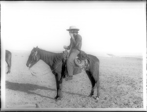 Navajo Indian horseman on his horse, ca.1900