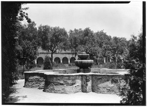 Fountain in the garden at Mission San Fernando