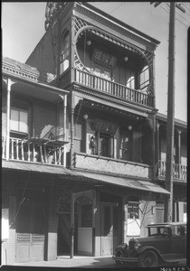 Exterior view of the Man Jen Low Café in Los Angeles's Chinatown