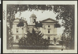 Exterior view of the post office from the Court of Portland Hotel in Portland, Oregon