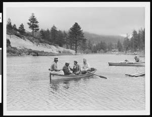 Fishing from a rowboat in a lake, ca.1930