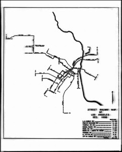 Map of the street railway lines of the Los Angeles street car system, December 1888