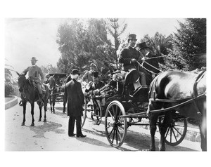 President Theodore Roosevelt in a carriage on a visit to Redlands, May 7, 1903