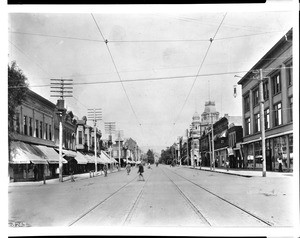 Main Street in Riverside, California, looking north-east, ca.1905