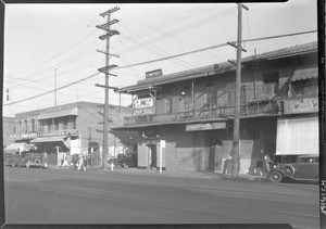 View of the intersection of Alameda Street and Marchessault Street in Los Angeles's Chinatown, November 1933