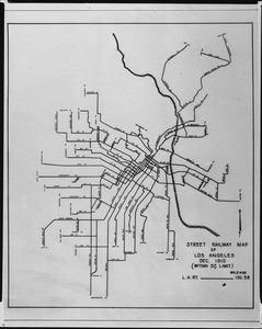 Map of the Los Angeles street railway (streetcar) system, ca.1910