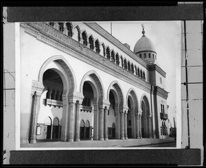 Exterior view of the main entrance to the Shrine Theatre